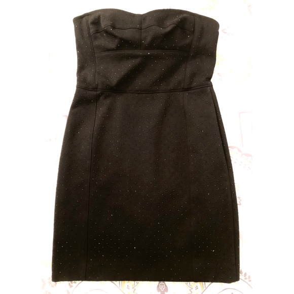 DKNY Black Strapless Cocktail Party Club Dance Mini Dress, Crystal Detail Size 8 - Picture 2 of 16